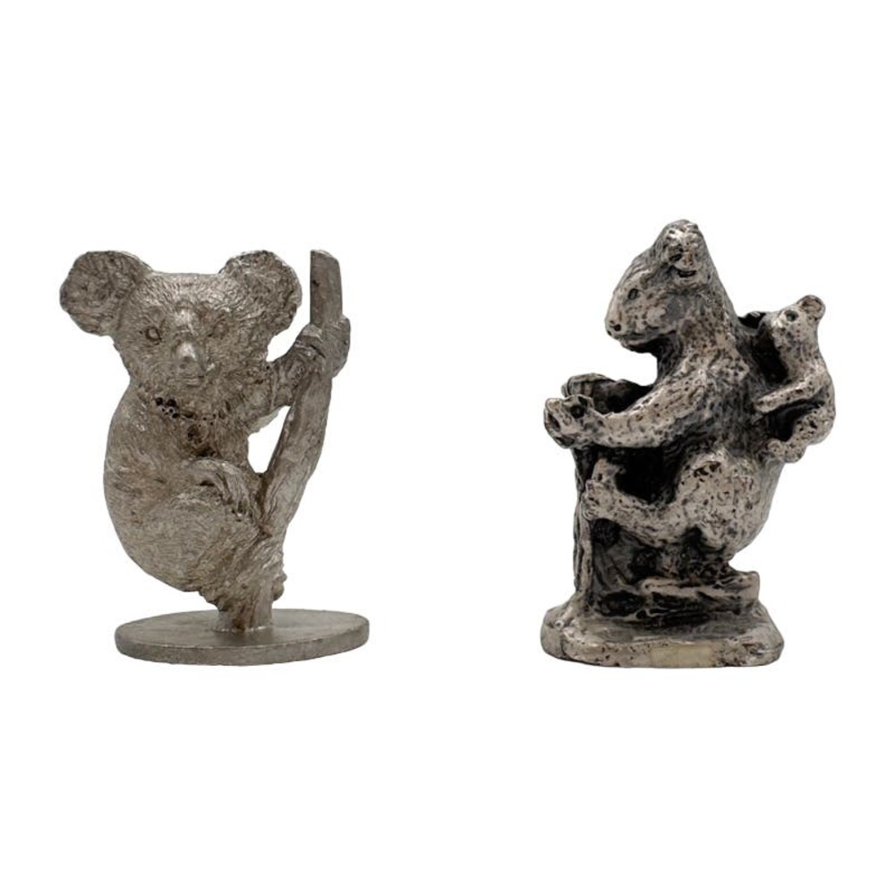 Lot of Two Pewter Koala Figurines Michael Ricker and Spoontiques Vintage 70s 80s